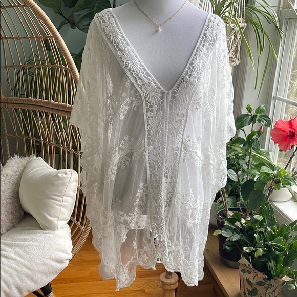 SHEIN Other - SHEIN White Lace Swim Coverup